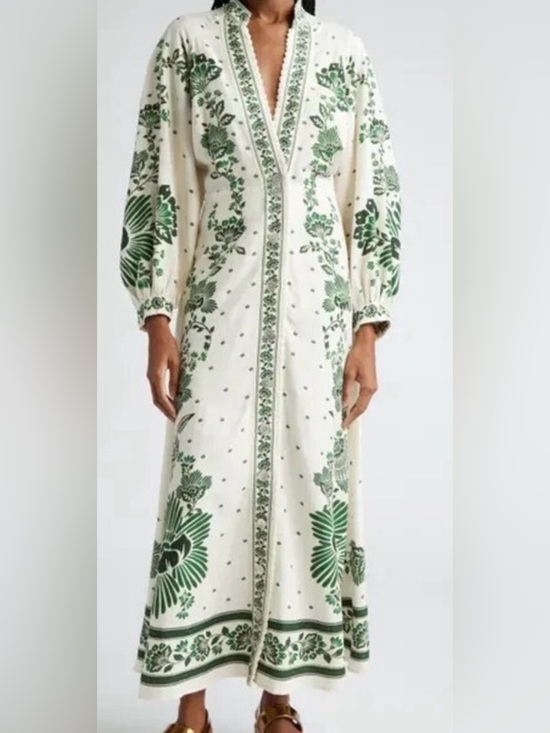 FARM Rio Dresses & Skirts - Farm Rio Forest Soul Maxi Dress Long Sleeve V-Neck Forest Whimsy NWT